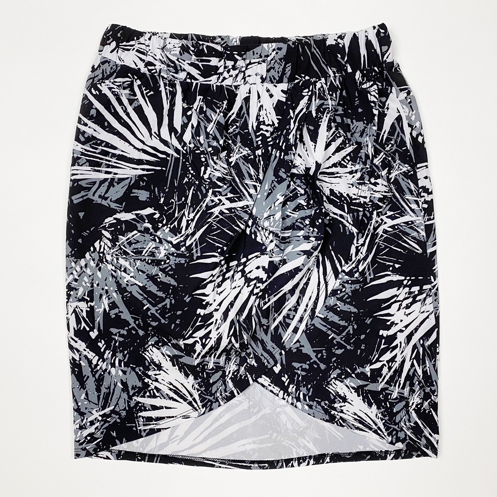 Fabletics Clarissa II Black White Palm Leaf‎ Paradise Faux Wrap Skirt Womens S